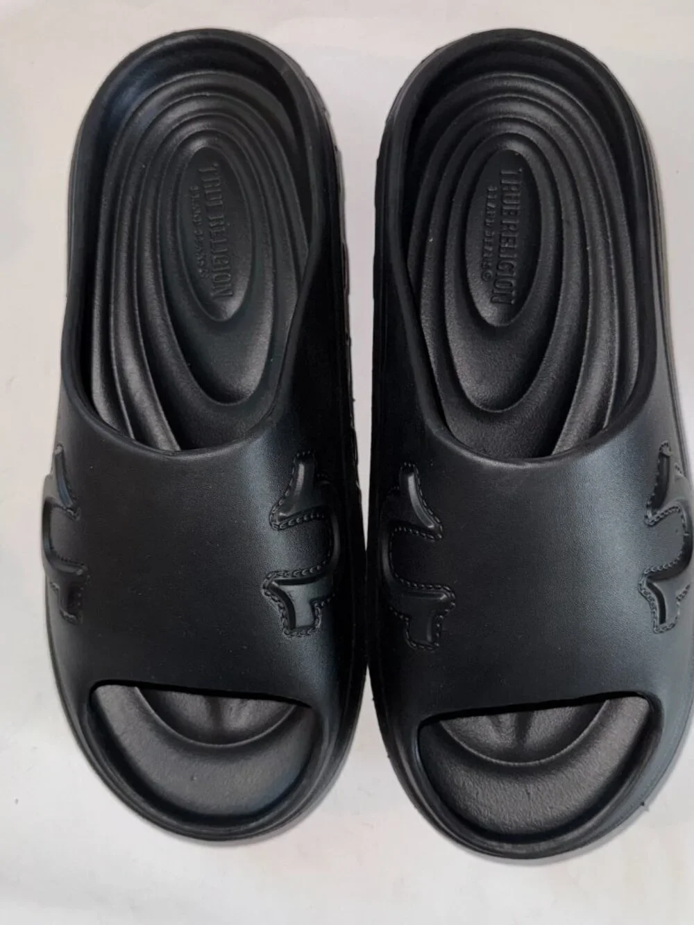 True Religion Mens Slides Horseshoe Logo Chunky Sandals